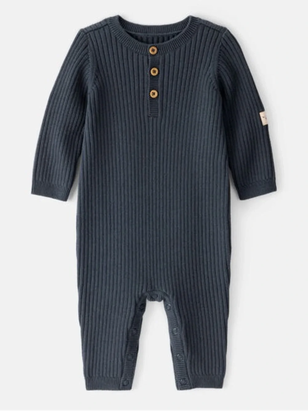 Carter’s Baby Boy Ribbed Knit One-Piece Romper Sweater Jumpsuit in Charcoal Navy